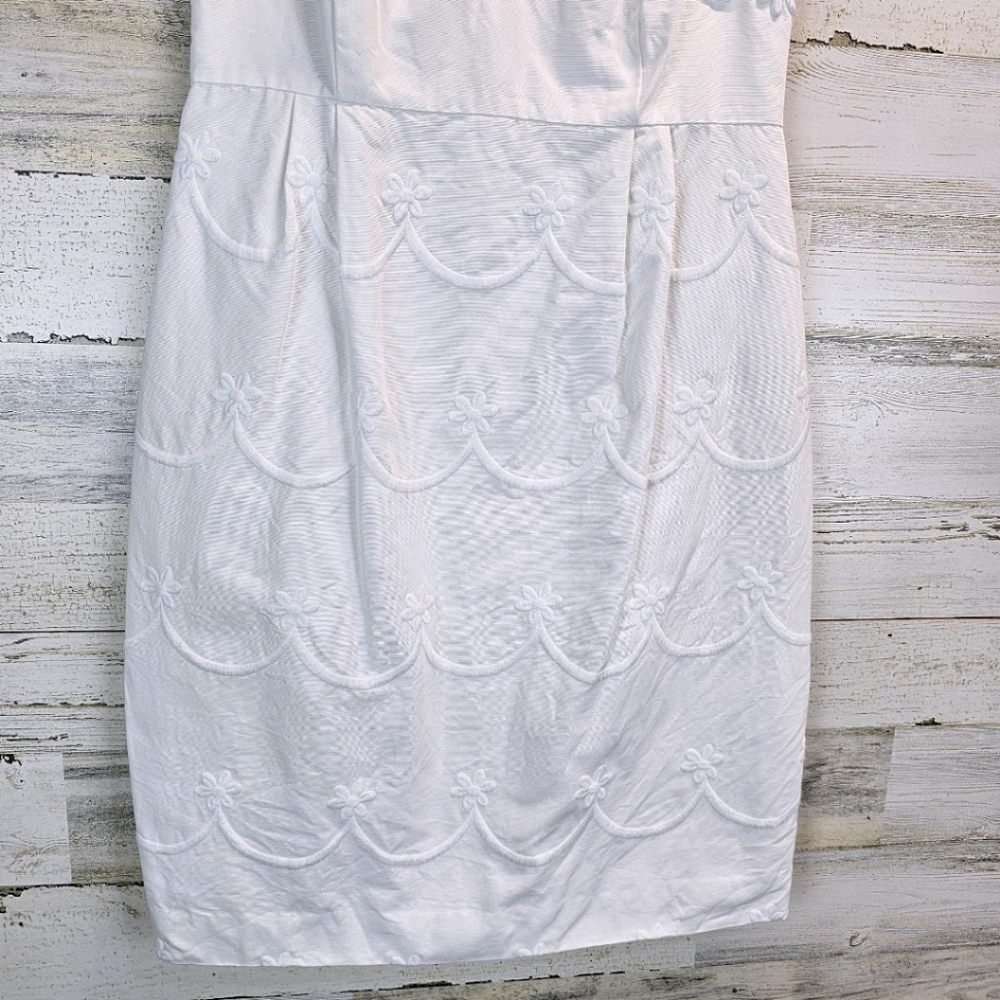Lilly Pulitzer White Embroidered & Beaded Strapless Mini Dress Sz 4 Boho Beachy - Picture 14 of 16